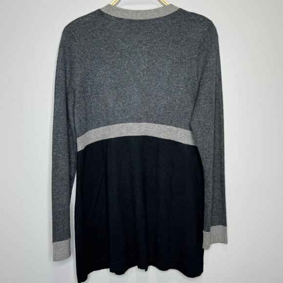 Acrobat Silk Cashmere Cardigan Large Gray Black Colorblock Soft Luxe Lightweight - Picture 5 of 10